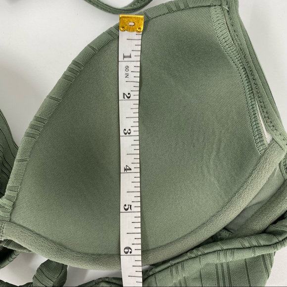 Vince Camuto IGUANA Green Ripple Wrap-Front Halter Bikini Swim Top Size Small - Picture 10 of 12